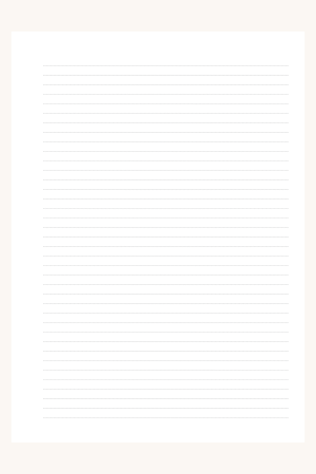 Photo d'une page recto de notes, composée de lignes permettant de noter ce que l'on souhaite.